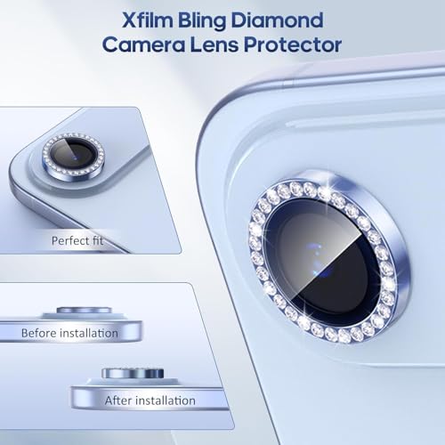 Image of CLITZ for iPhone 17 Air Camera Lens Protector Bling, Individual Diamond Metal Ring with 9H Hardness, Scratch-Proof Camera Screen Protector, Stylish Accessories, Case Friendly (Blue)