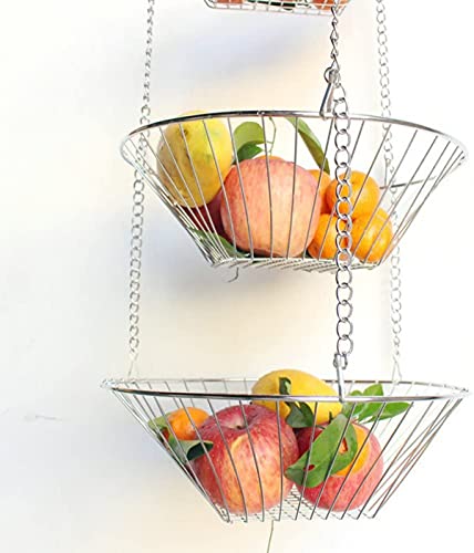 Cesta colgante de alambre resistente de 3 niveles para alimentos 5