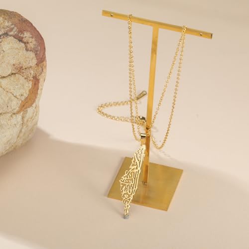 Amaxer Israel Palestine Map Necklace Map Pendant Adjustable Necklace Charm Inspirational Gift for Women4