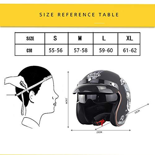 ZLYJ Jet metà Casco Moto, retrò Casco Motociclistico, Vintage Casco, Casco per Moto con Visiera UV Parasole, para Adulto Uomo e Donna Bike Motorino Portatile, Certificato DOT