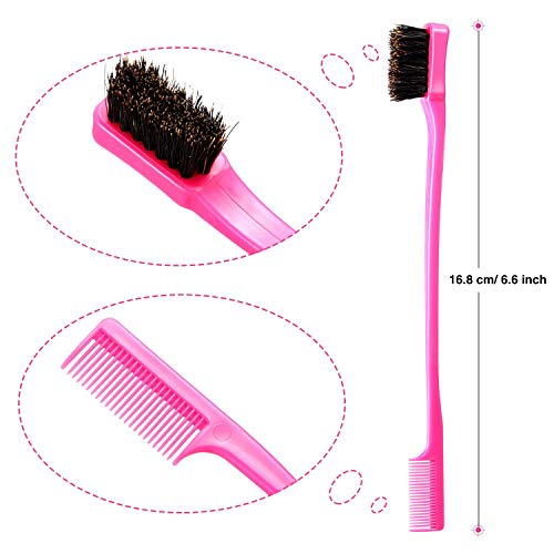 5 Pieces Hair Edge Brush Double Sided Control Hair Brush Comb Combo Pack Smooth Comb Grooming (5 Colors) #TOP1