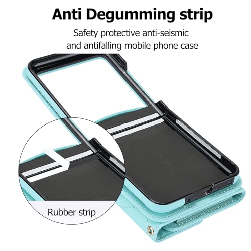 Image of for Samsung Galaxy Z Flip 7 Accordion Crossbody Wallet Case, 4 Card Slots, RFID Blocking, and Adjustable Strap - Stylish and Versatile Accessory.(Green)