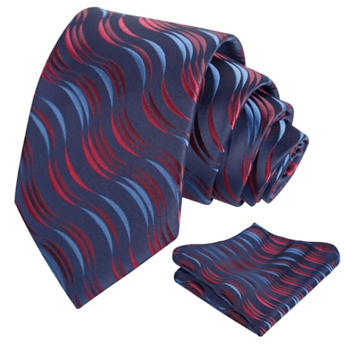 Image of Alizeal Mens 3.15'' Gradient Novelty Pattern Tie Set with Pocket Square Casual Color Tie Set