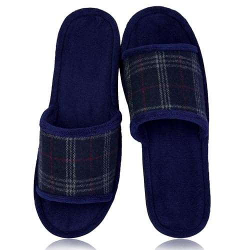 Image of Magtoe House Slippers for Men Open Toe Soft Comfortable Indoor Slip on Mens Slides Sandals Memory Foam for Bedroom Spa Living Room, All Seasons