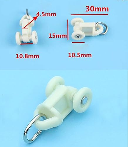 Fendawn Strive 20 Stück Vorhanghaken Vorhangschiene Schiene Rollers Rad Swivel Ring Dual Wheel Roller Carriers Curtain Installation