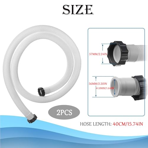 2 pezzi Tubo Piscina40cm, Tubo Flessibile per Piscine, Bianco di Ricambio per Pompa per Piscina, Riutilizzabile Filtrante per Piscina Ricambio per Pompa per Terra - Bianco