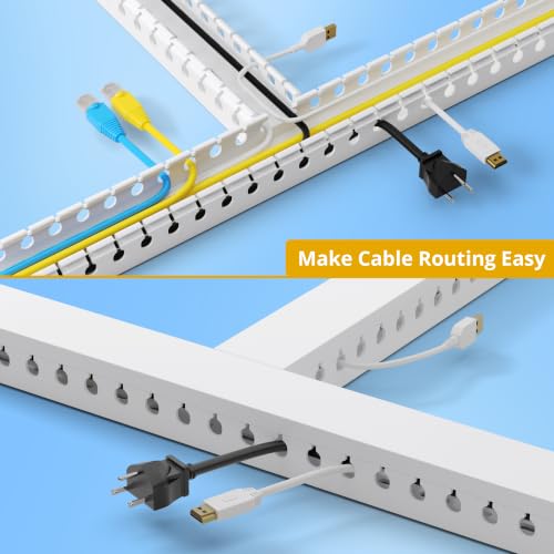 Image of 1.2 inchH x 1.6 inchW Cable Raceway, 12ft Under Desk Wire Management Channel, White | Slotted Wire Duct, 4 Pack (3 ft Each), Heavy-Duty PVC Cable Management for Server Racks, Network Cables & Electrical Cabinets