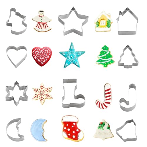 BAIYSFFG Christmas Cookie Cutter,Christmas Cutters Stainless Steel Gingerbread Boy,Christmas Tree,Snowflake,Reindeer,Snowman,Santa Claus,Bell for Kids,Gloves and More (Christmas 10 PCS)