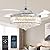 Moooni Modern 42 Inches Dimmable Fandelier Crystal Retractable Ceiling Fans with Light and Remote, Invisible LED Crystal Chandelier Fan for Bedroom-Polished Chrome
