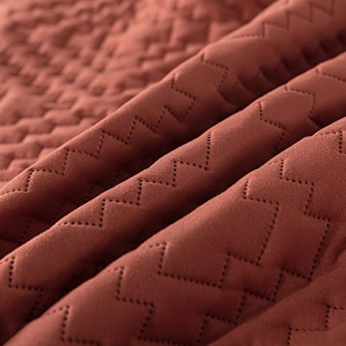 R.share Burnt Orange Queen Size Quilt Bedding Sets With Pillow Shams, Boho Full Lightweight Soft Bedspread Coverlet, Quilted Blanket Thin Comforter Bed Cover For All Season, 3 Pieces, 90X90 Inches #TOP6