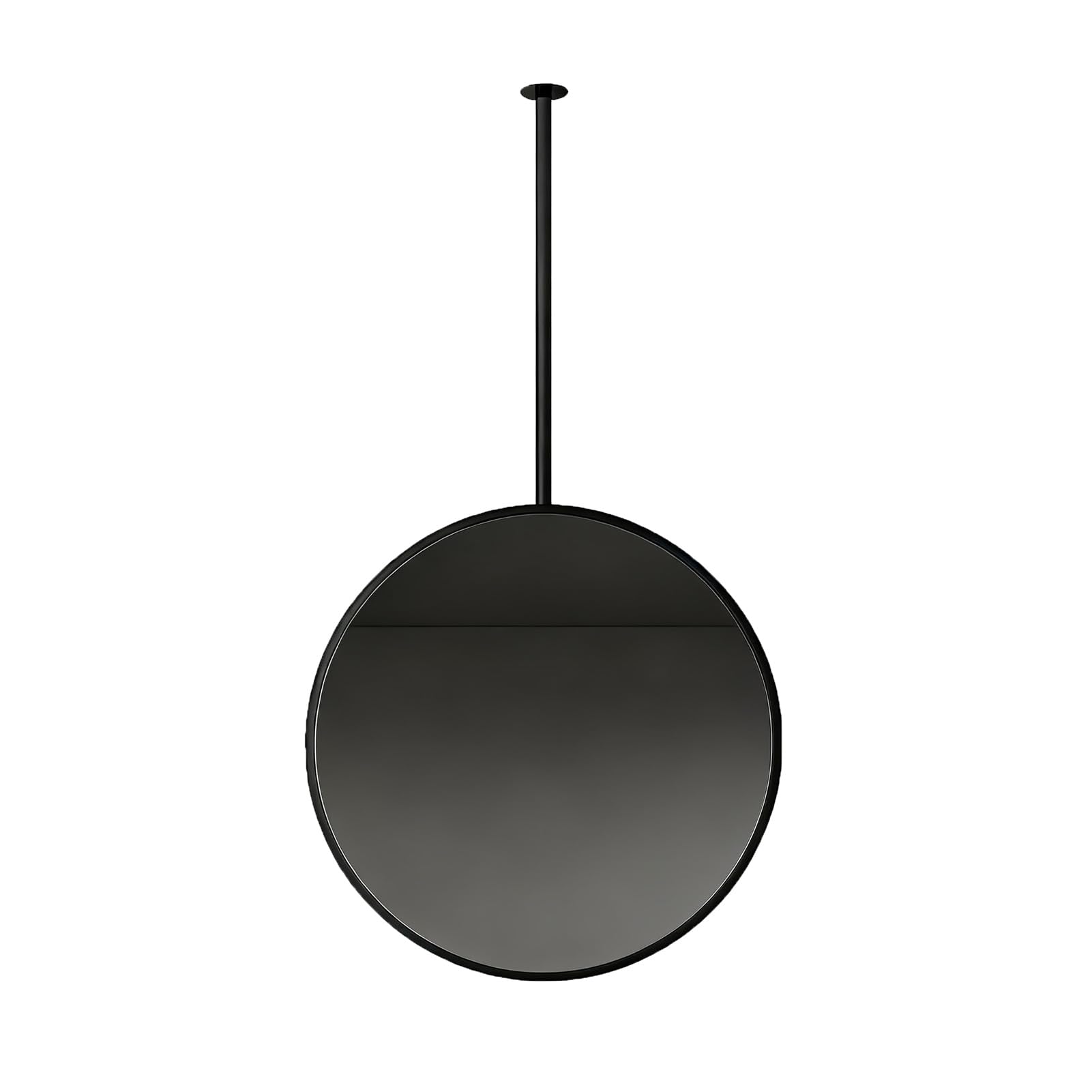 Miroir suspendu plafond tige métallique pour salle de bain au design épuré