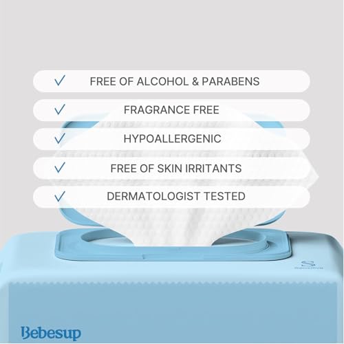 Image of BEBESUP-Korea's #1 Sensitive Baby Wipes -Hypoallergenic Water-based Unscented Alcohol-Free Extra-Thick Organic Superfood Extracts Plant- Based for sensitive skin Flip-Top (1 Pack)