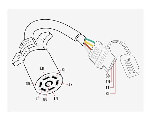 Image of Oyviny 7 Way to 4 Way Trailer Plug Adapter, RV Blade 7 Pin Round to 4 Pin Flat Trailer Light Adapter 11.6 Inches