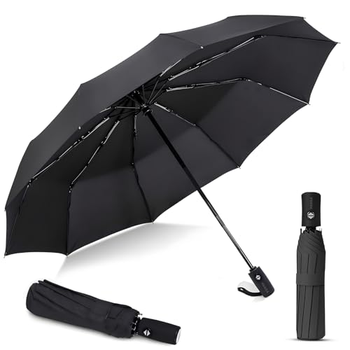 Image of PANCA Windproof Automatic Open Close Travel Umbrella for Men & Women | Compact 3 Fold Rain Umbrella with 8 Reinforced Ribs | Portable Folding Umbrella for Office, Travel & Outdoor