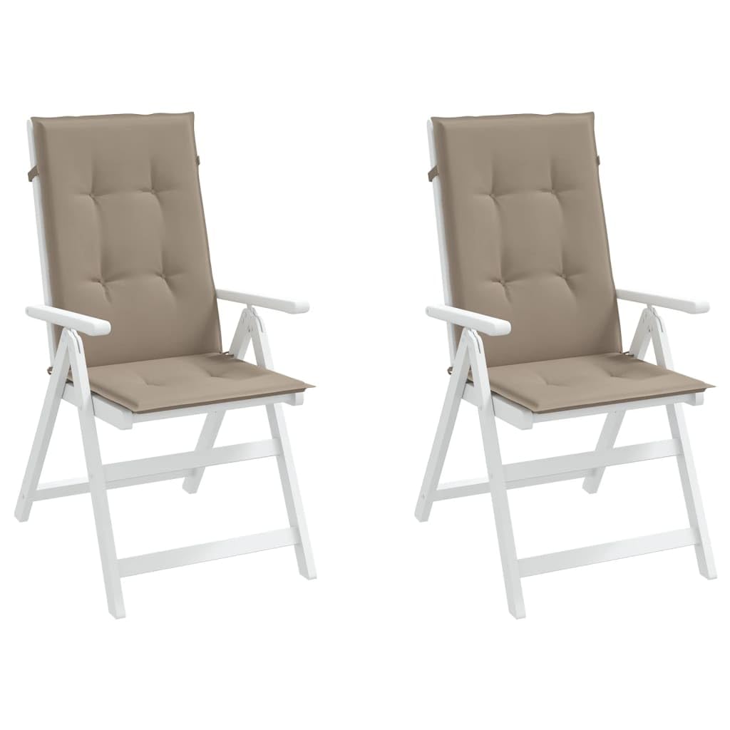Gartenstuhlauflagen für Hochlehner 2er Set – Bequeme Hochlehner-Auflagen in Taupe, 120x50x3 cm Sitzkissen aus robustem Stoff für Gartenstühle, Hochlehner-Stuhlkissen