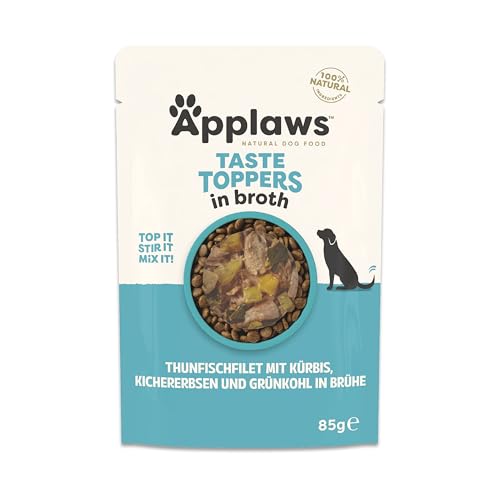 Applaws Premium Natural Nassfutter für Hunde, getreidefreier Fisch mit Gemüse in Brühe, Topping für Hunde 12 x 85g Packung