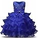 NNJXD Girl Dress Kids Ruffles Lace Party Wedding Dresses Size 6-7 Years Blue