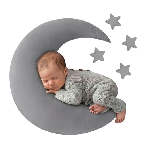M&G House Newborn Photography Posing Pillow Crescent Moon Pillow Star Pillows Posing Beans Moon Pillow Stars Set Infant Boy Girl Baby Picture Prop(Gray)