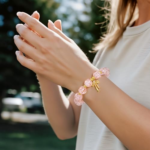 Firefly Glass Beaded Bracelet Bow Charm Bracelet for Women Gold Colored Handmade Preppy Bracelet Stretch Romantic Jewelry Gift3