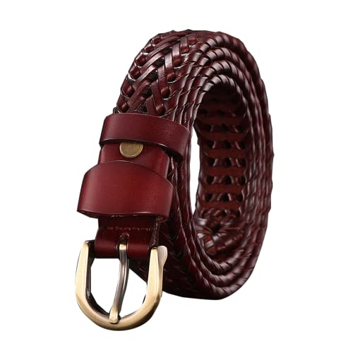 Womens Braided Leather Belt 1 inch Woven Belts for Women Ladies Girls Casual Belt for Jeans Dress Golf