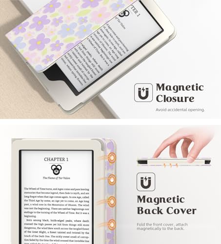 Image of MoKo Case for All-New 6 inch Kindle(11th Generation, 2024 /2022 Release) /(10th Gen,2019) /Kindle(8th Gen, 2016), Ultra Lightweight PU Shell Cover with Auto Wake /Sleep for Kindle 2024, Glorious Bloom