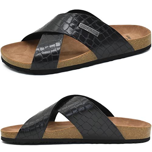 COFACE Herren Slide Sandalen Bequeme Sommersandalen für Herren mit Korkfußbett, Schwarz, 46 EU Cover