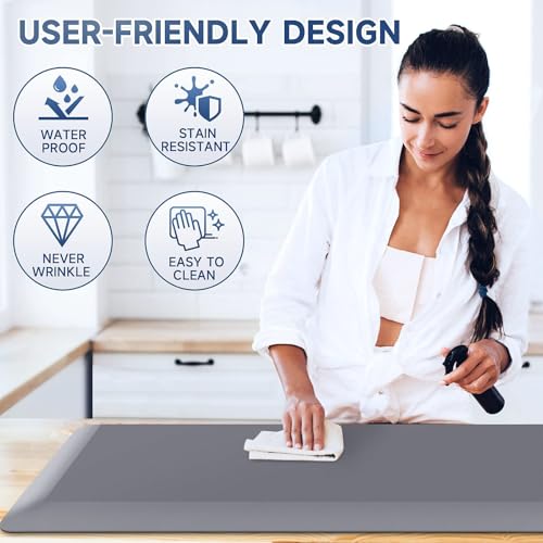Image of StepRite 4 /5 Inch Thick Kitchen Mat Anti Fatigue Mat Kitchen Rugs Kitchen Decor Non-Slip, Stain & Water Resistant, Kitchen Mats Desk Mat for Kitchen, Office, Workshop, Grey, 17'' x 47''