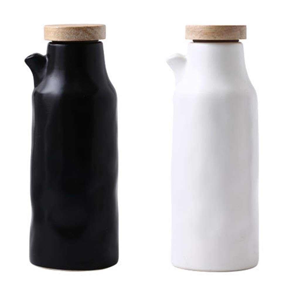 2 bottiglie dispenser per olio in ceramica, 400 ml, antigoccia, contenitore per olio d'oliva, contenitore per condimenti con coperchio