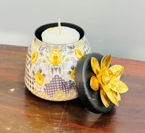 Yellow Votive Candle Holders, Tea Lights Candles Holders for Wedding Shower Gifts & Party, Blue Votives for Home Table Decorations