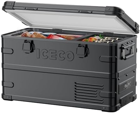 ICECO APL35 Dual Zone Portable Fridge Freezer, 37 Quart 12V Car Refrigerator with Secop Nano Compressor, Aluminum Electric Compressor Cooler 12/24V DC, 100-240V AC, -4℉~68℉, for RV,Camping,Travel