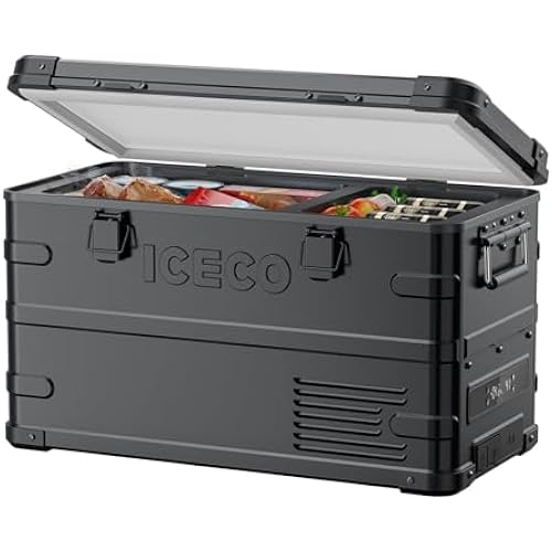 ICECO APL35 Dual Zone Portable Fridge Freezer, 37 Quart 12V Car Refrigerator with Secop Nano Compressor, Aluminum Electric Compressor Cooler 12/24V DC, 100-240V AC, -4℉~68℉, for RV,Camping,Travel