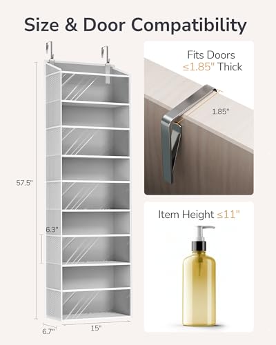Image of ULG 1-Pack Over Door Organizer with 5 Large Pockets 10 Mesh Side Pockets, 44 lbs Weight Capacity Hanging Storage Organizer with Clear Window for Bedroom Bathroom Kitchen, RV, Camper, Clear Grey