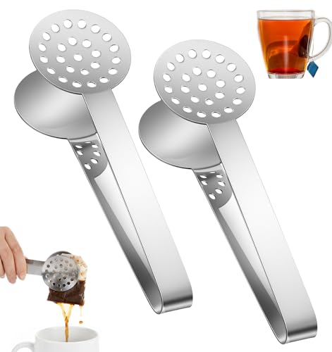2PCS Tea Bag Squeezer 6.6 * 1.8 Inch Stainless Steel Teabag Squeezer for Tea Drinkers Durable Strainer Gripper Picker (Silver)