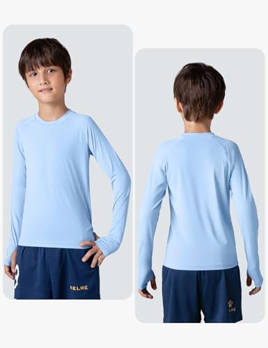 Niksa UV Shirt Kinder Langarm Schwimmshirt UPF 50+ Schnelltrocknend Rashguard für Jungen 6-16 Jahre Wassersport Badeshirt