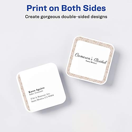 Avery Clean Edge Printable Square Cards With Sure Feed Technology, Rounded Corners, 2.5" X 2.5", White, 180 Blank Cards For Inkjet Printers (35702) #TOP4