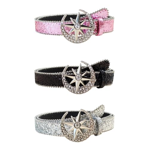 Glittering Sequined Belt BlingBling Rhinestones Buckles Waist Belt Fashion Pants Belt4