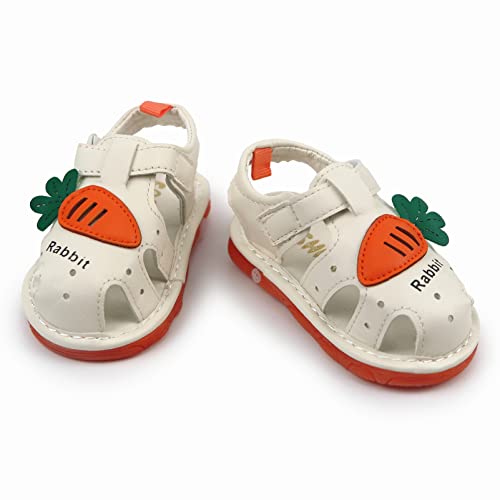 Image of WILLFUN Baby Boy Girl Summer Infant Squeaky Sandals Premium Rubber Sole Closed-Toe Non-Slip Shoes Toddler First Walkers