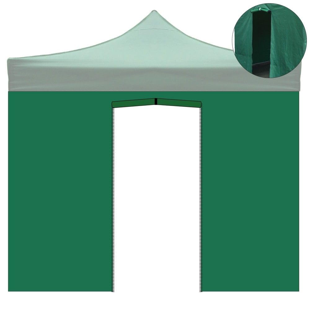 Lona lateral impermeable 3x2 m verde con puerta de cremallera para carpa exterior