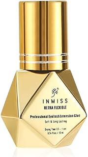 INMISS Soft Eyelashes Extension Glue for Professional Lash Artist 0.5-1sec Fast Dry 10ml / 0.34 fl.oz Low Fume Black Adhesive Ultra Flexibility Lash Glue for Eyelash Extensions 9 Weeks Last Time