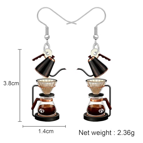 Image of BONSNY Acrylic Dangling Novelty Fun Black Coffee Machine Earrings Hypoallergenic Designer Jewelry Gifts For Women