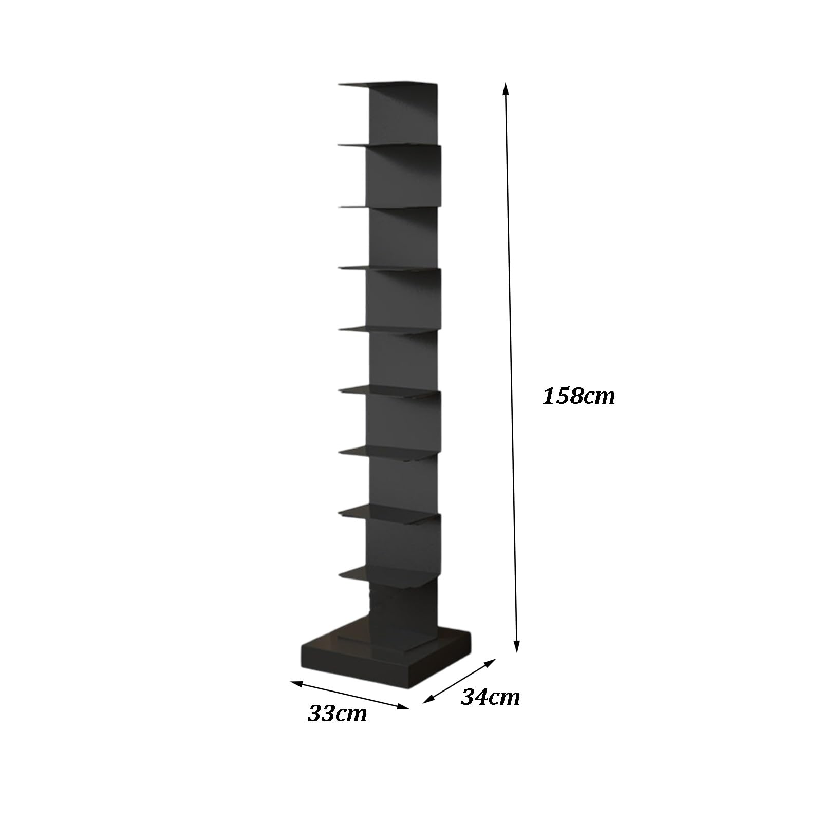 Vertikales Säulen-Bücherregal Mit Beschwertem Standfuß, An DREI Seiten Offenes Design, Freistehendes Metallregal Für Wohnzimmer, Esszimmer, Büro Und Arbeitszimmer(Orange,9-Tier)