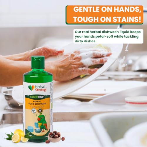 Strategi Natural Dishwash Liquid Gel Pack Of 2 (500ml Each, Lemon Oil)| Skin Safe, Baby Safe & Pet-Friendly | 100% Herbal Actives| Eco-Friendly, Non-Toxic