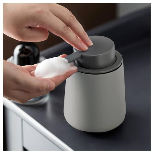 SUGGEST ソープディスペンサー ポンプ式 選べるカラー 400ml ハンドソープ ディスペンサー 手動 詰め替えやすい 手洗い 泡 キッチン トイレ 洗面所 (グレー)
