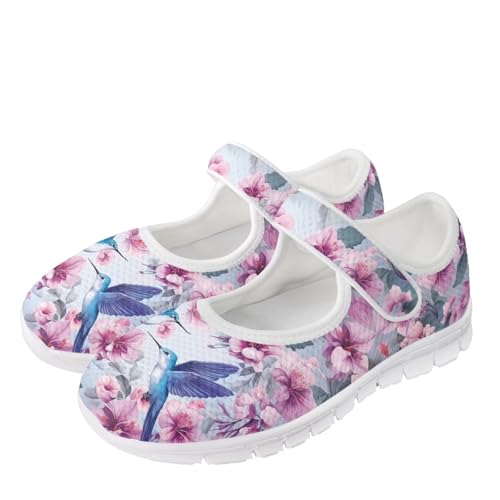 JoyLamoria Women’s Mary Jane Flats,Slip on Walking Shoes Comfort Travel Flats Adjustable Barefoot Shoes,Boho Dragonfly