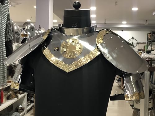 Medieval LARP Armor Gorget Steel Pauldron Shoulder Guard Armor Set Cosplay - Halloween