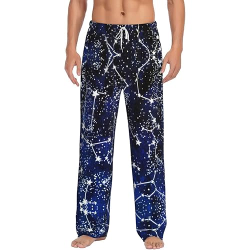 Glow in The Dark print Mens Sleepwear Pajamas Pants with Pockets Soft Sleep Lounge Bottoms Sleep Pj Bottoms for Men