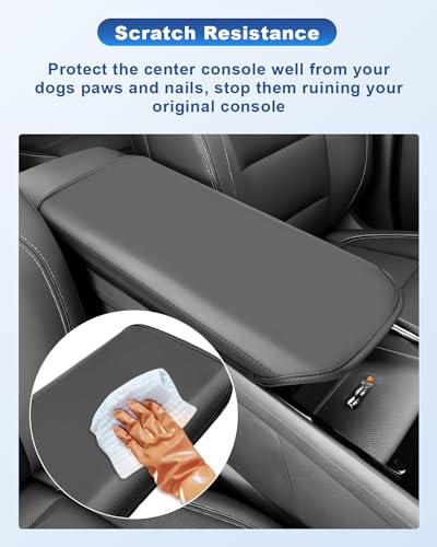 Image of CDEFG for 2024 2025 2026 Chevy Blazer EV Center Console Cover for 2024 2025 2026 Chevrolet Blazer EV LT /RS Accessories Armrest Cover Blazer EV Middle Console Pad Arm Rest Cushion (Black Leather)