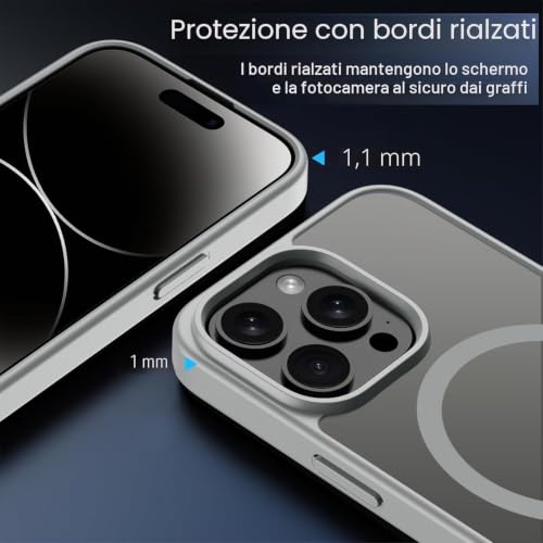Image of Elzzi Magnetic Magsafe for iPhone 14 Pro Case (Compatible with MagSafe) Slim Translucent Matte Shockproof with Anti-Fingerprint Phone Case,Natural Titanium