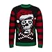 The Ugly Sweater Co. Light Up Ugly Christmas Sweater with LEDs - Snug Fit, Motion Activated Light Up Ugly Sweater Designs. (Black Santa Skull, X-Large)