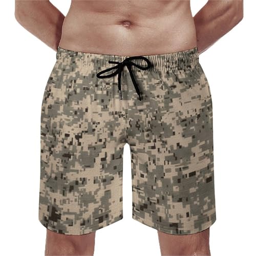Men's Swim Trunks Quick Dry Board Shorts with Pockets Beach Shorts Army Digital Camouflage Bathing Suits for Men